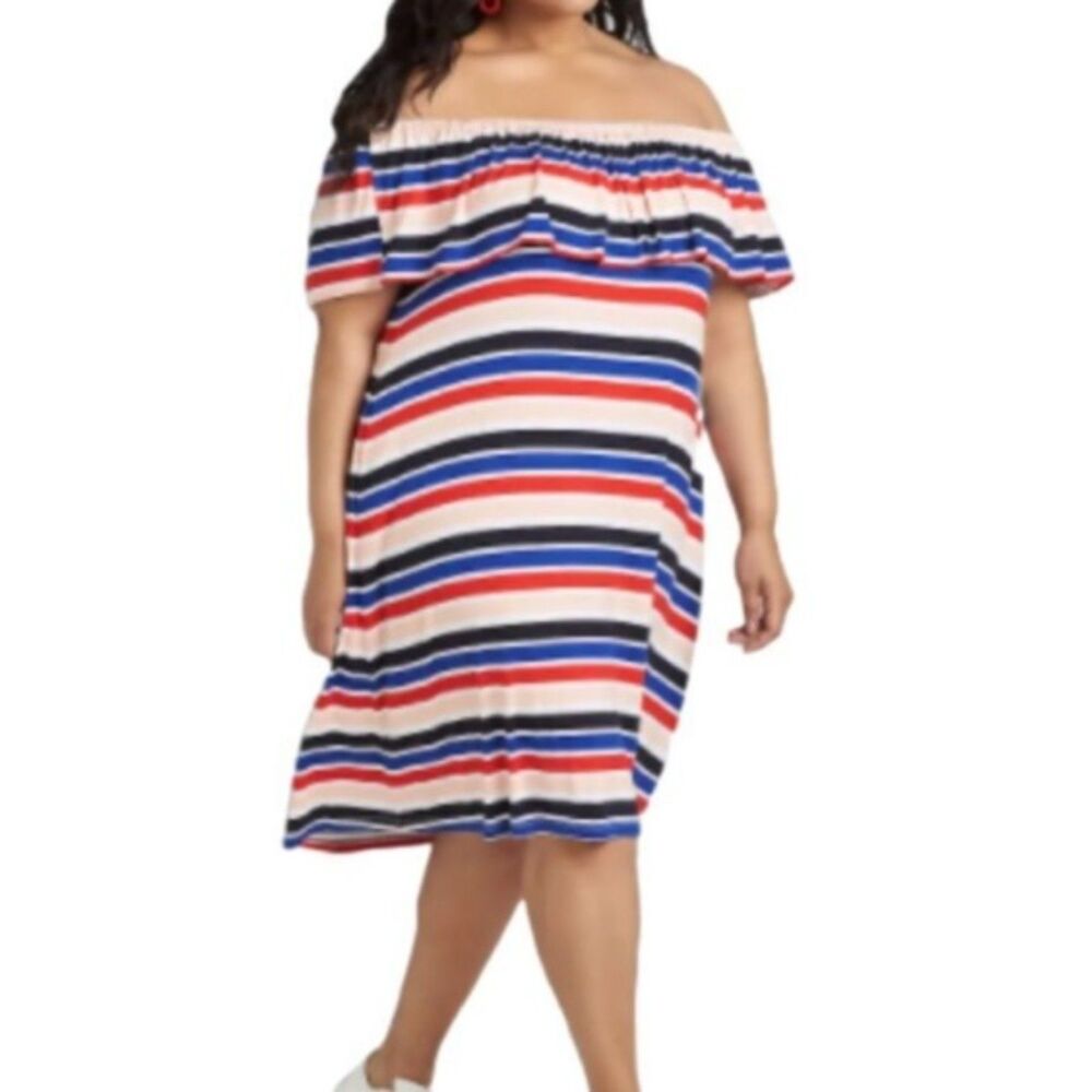 Lane Bryant colorful striped sleeveless mini shift dress